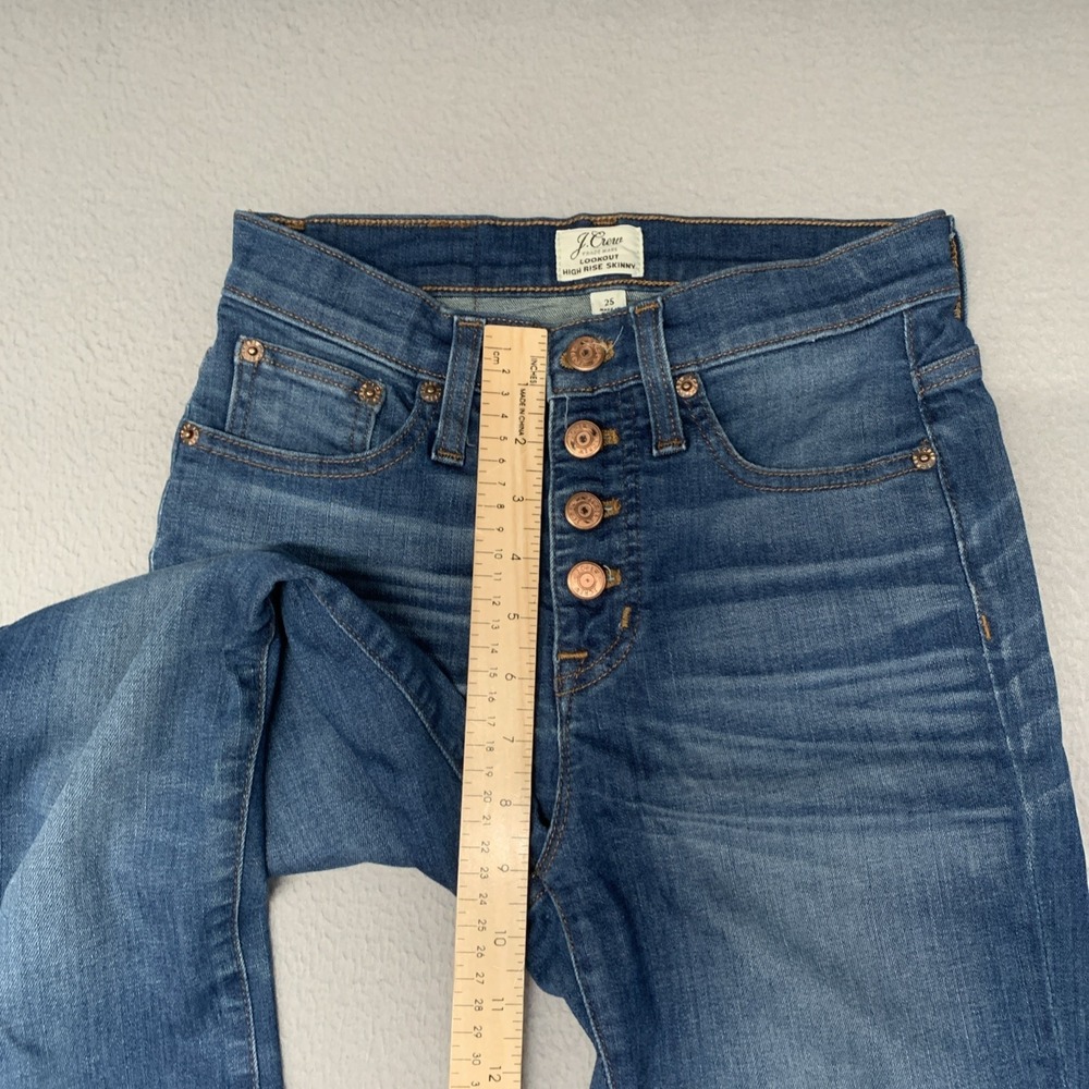 Women's J. Crew Jeans Sz 25x27 Lookout High Rise Skinny Med Wash Denim Stretch - Picture 8 of 10